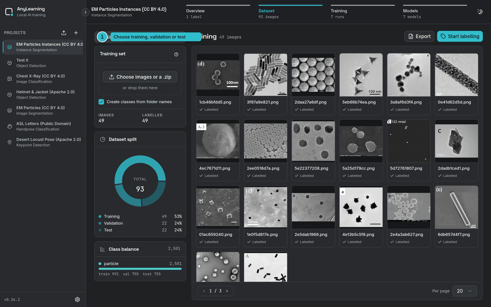 Upload the datasets