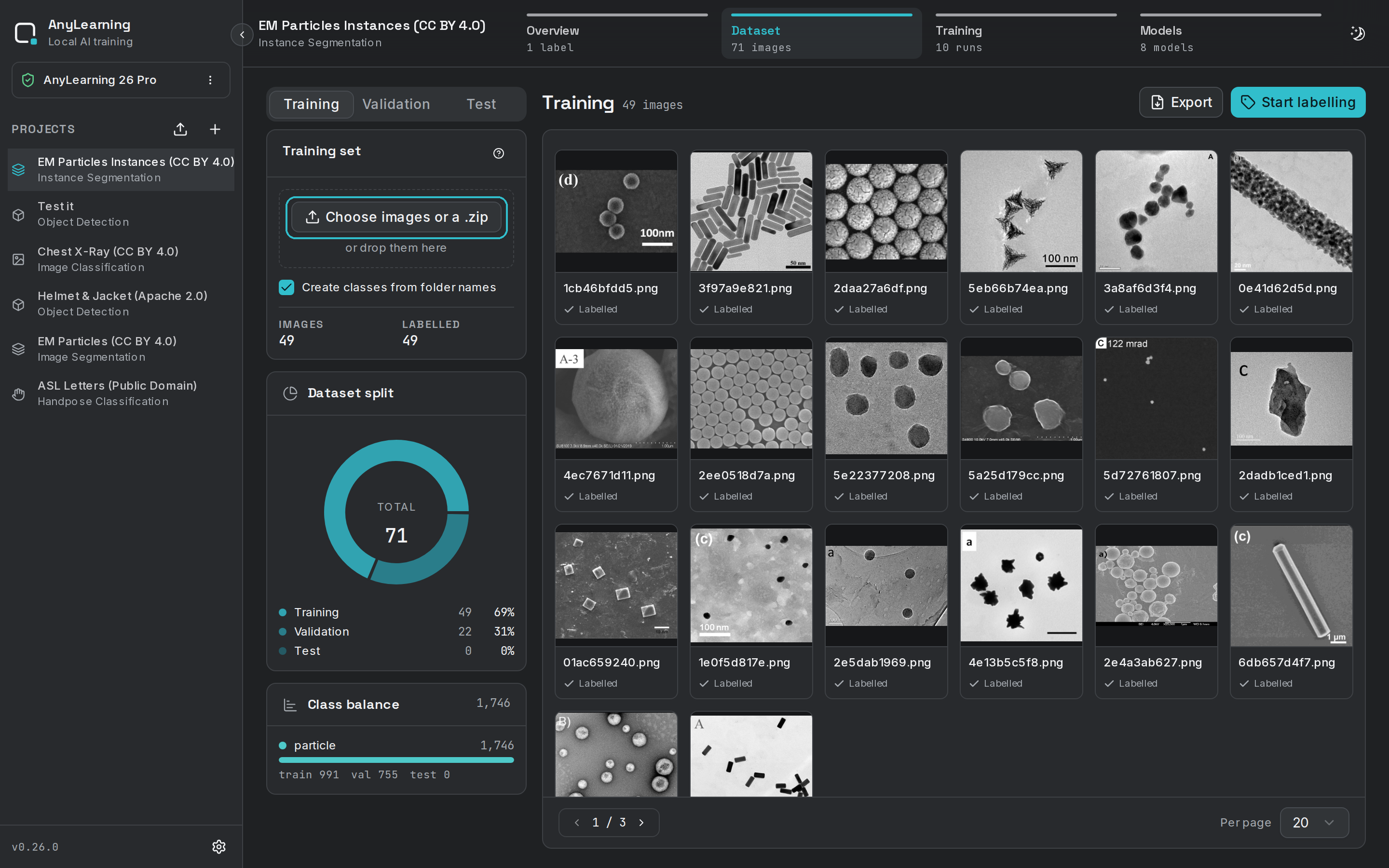 Upload the datasets