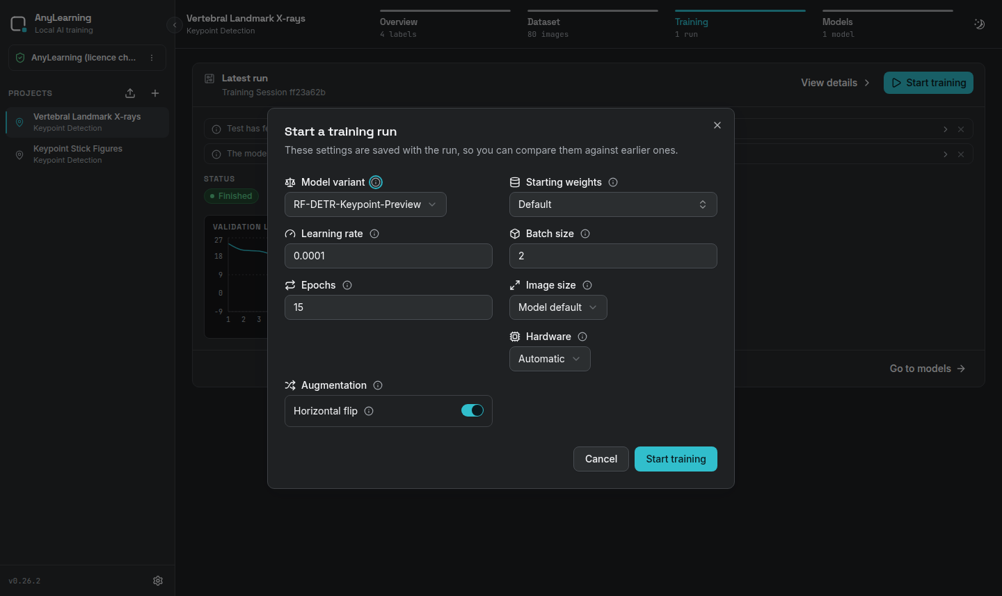 RF-DETR keypoint training settings